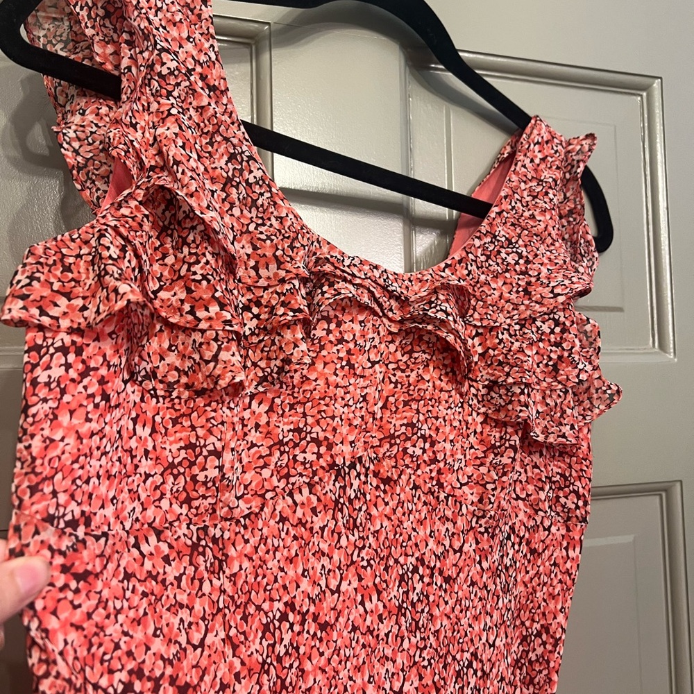 VTG Y2K Pink Ditzy Floral Midi Dress Size 8 90s Feminine Romantic Fairy - Picture 2 of 7